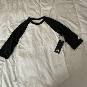 Adidas Boys Baseball Practice T-shirt, Black and White, Size Small